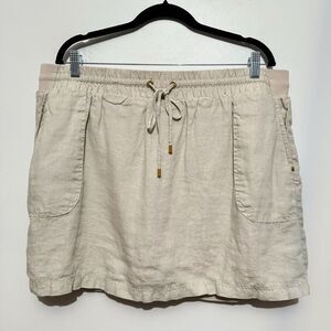Ellen Tracy Women's 100% Linen Beige Sandstone Tan Skort Skirt Size XL Casual